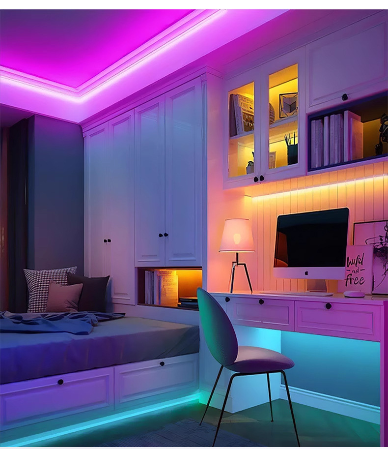 led low-voltage flowing light strips, flexible soft light strips, home decoration ceiling, cabinet, display cabinet, wine cabinet light strips, wardrobe line lights pic 20