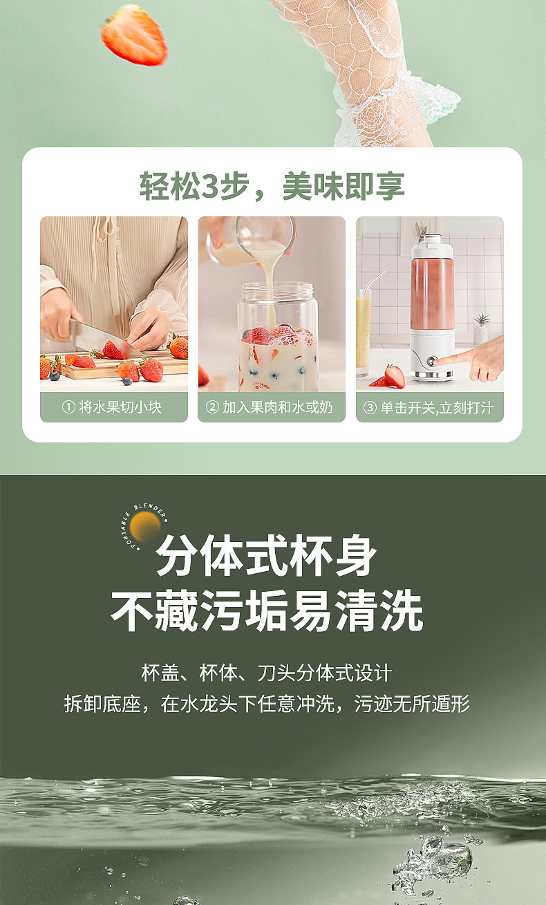 New cross-border juicer, portable fully automatic charging wireless juicer, small household ice crusher, juicer pic 13