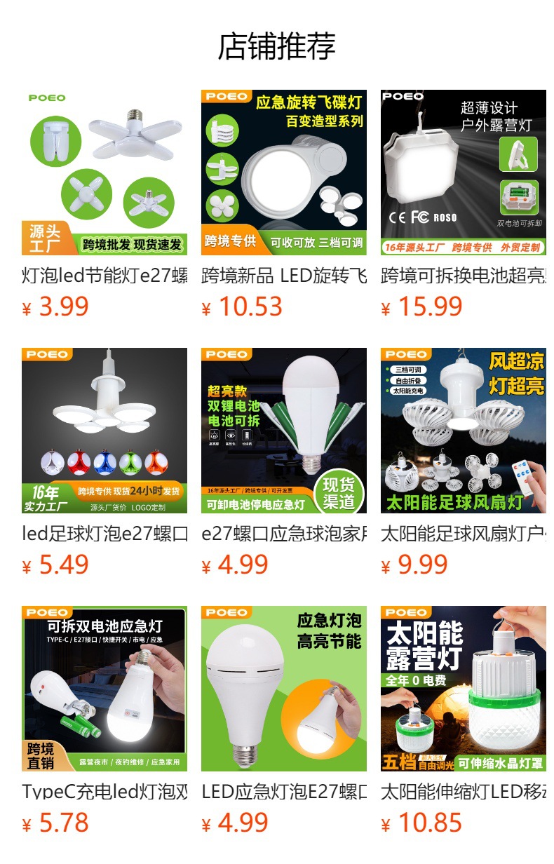 LED应急灯泡E27螺口遇水亮球泡灯商超家用室内停电应急灯跨境热销详情1