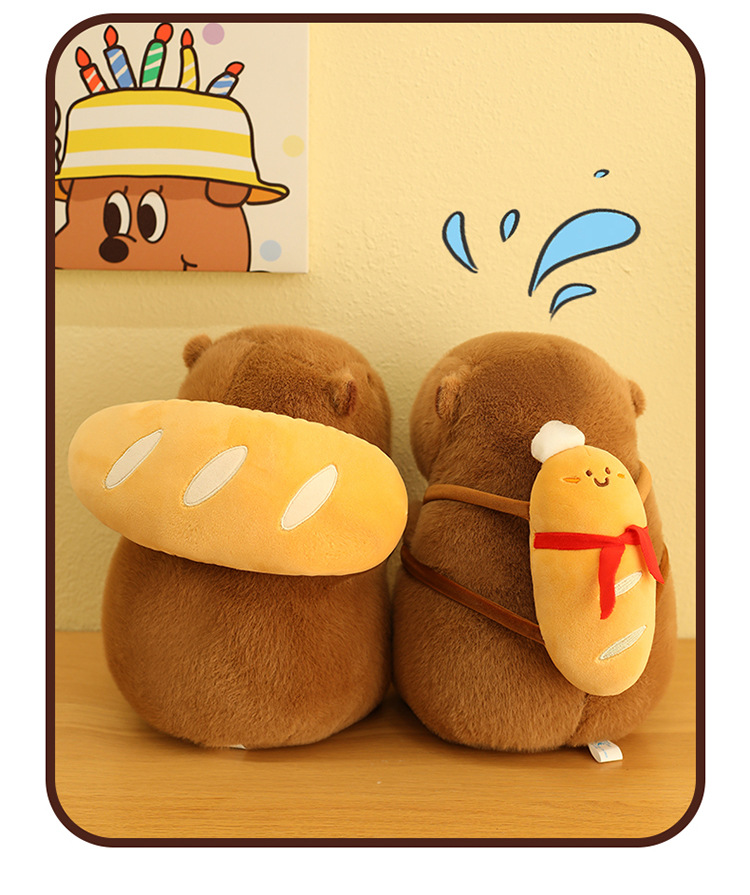 外贸新品卡皮巴拉公仔卡通烘焙系列水豚毛绒玩具抱枕娃娃机兑换品详情33