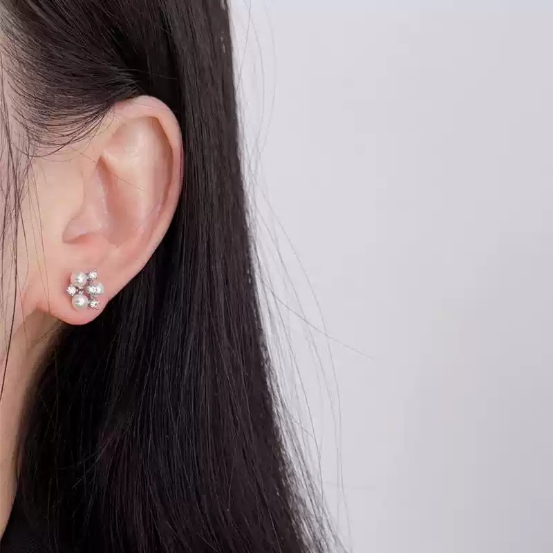 Freshwater pearl earrings, multi-bead shaped stud earrings S925, silver needle, niche design, light luxury earrings wholesale, Internet celebrity bestsellers pic 1