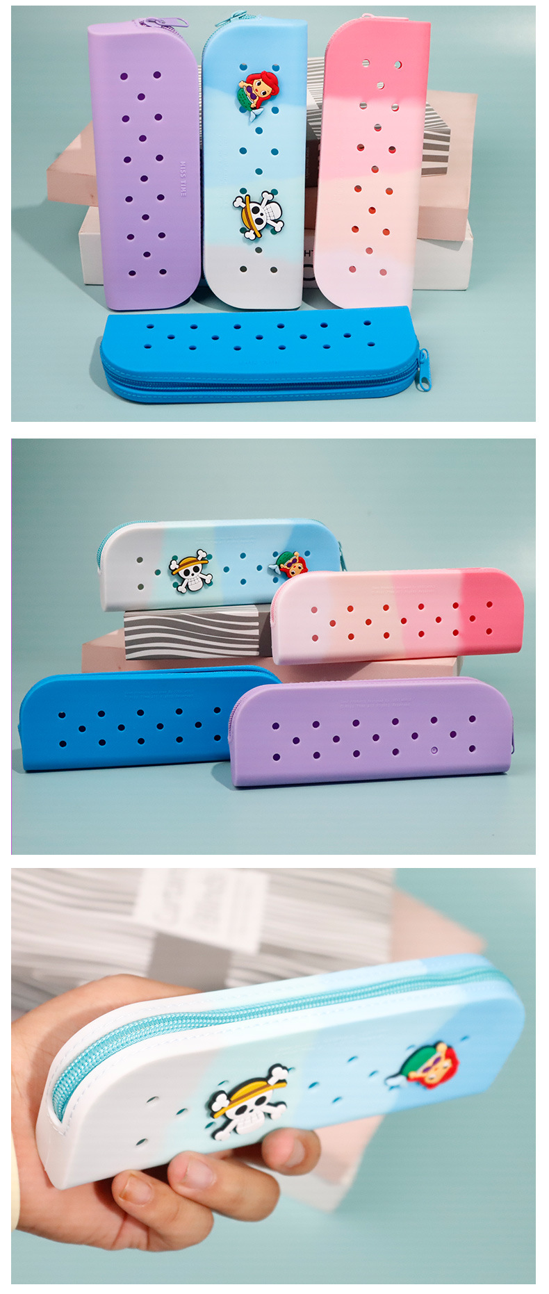 新款洞洞笔袋创意硅胶便携大容量文具收纳DIY可爱铅笔盒批发详情8