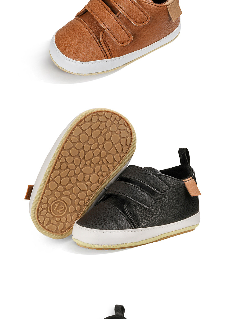 春秋0-1岁婴儿学步鞋PU魔术贴 男女宝宝波鞋室内外皮鞋软底详情10