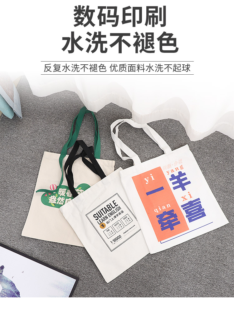 Customized canvas bags, wholesale tote bags, large-capacity DuPont handbags, custom-made eco-friendly cotton drawstrap bags with logo printing pic 7