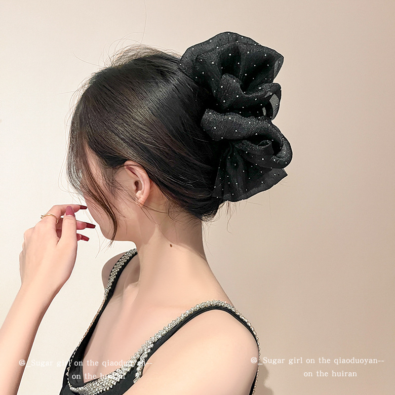 Double-sided mesh cloud bubble grab girl on the run princess head bow hair clip at the back of the head shark clip headwear pic 8