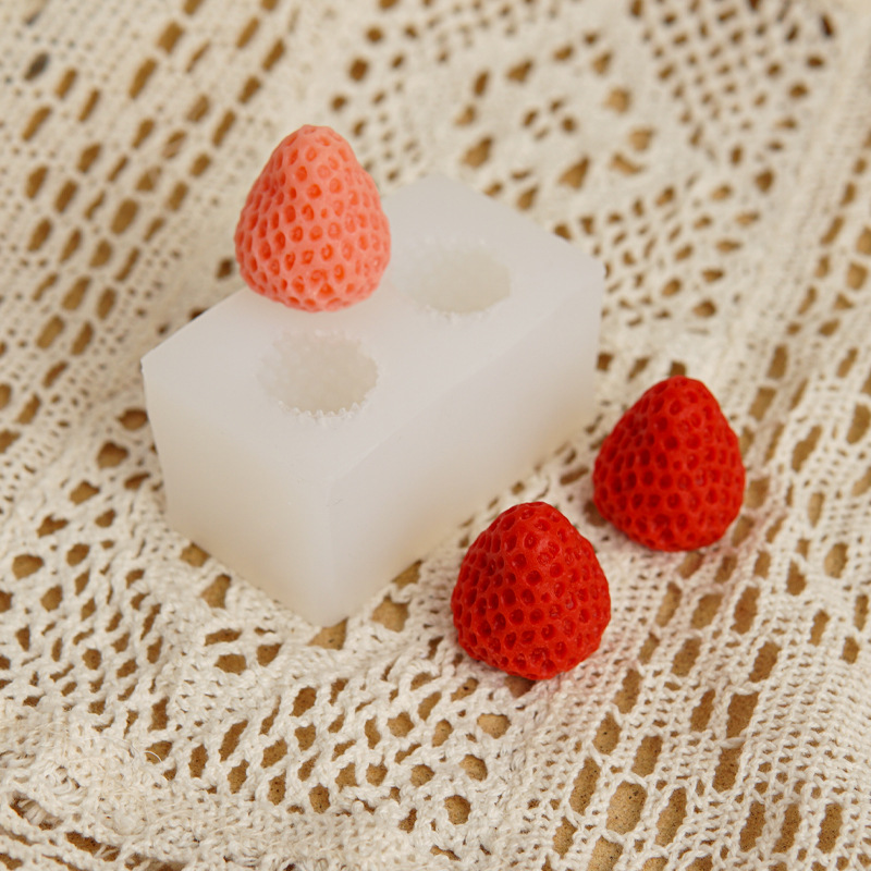 Strawberry silicone mold, ice cream chocolate resin, hand-applied resin, strawberry scented candle silicone mold pic 4