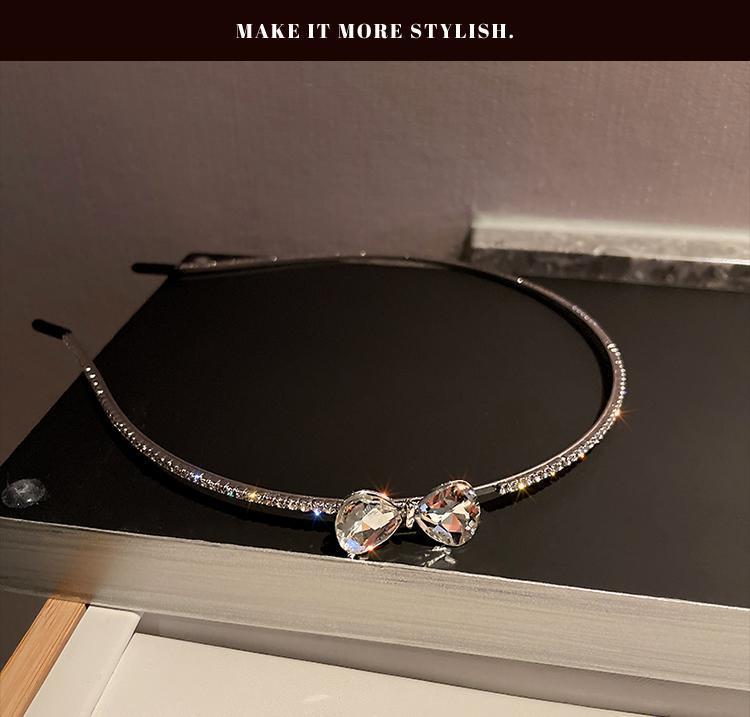 High-end rhinestone bow hair band, a new trendy hair-pressing headband, versatile headwear, simple hair clips, Korean hair accessories pic 1