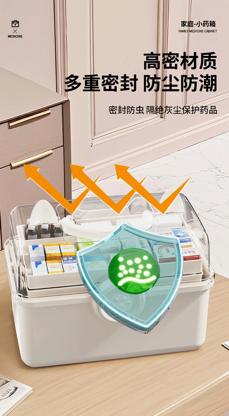 猫咪三层家用发饰收纳盒美术生专用收纳盒工具箱桌面文具整理药箱详情11