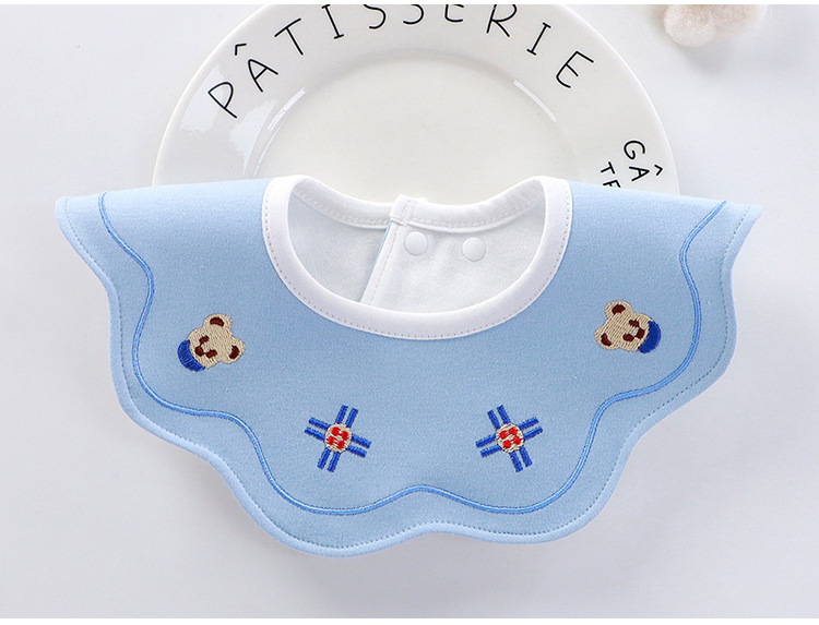 批发7A抗菌防水a类纯棉围嘴宝宝花瓣口水兜韩版婴儿防吐奶口水巾详情14