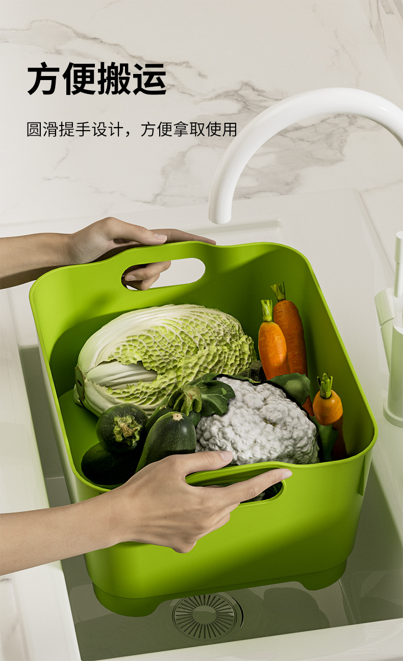 Multi-functional household storage basket, washing frame, plastic basin, vegetable washing basin, draining basket, kitchen vegetable washing basket, fruits and vegetables pic 5
