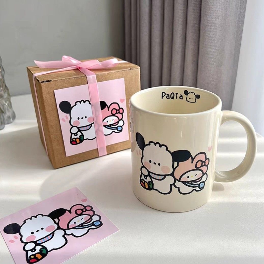 Cute cartoon Pacha Dog mug, high appearance level, gift box set, simple couple cake, ceramic cup pic 8