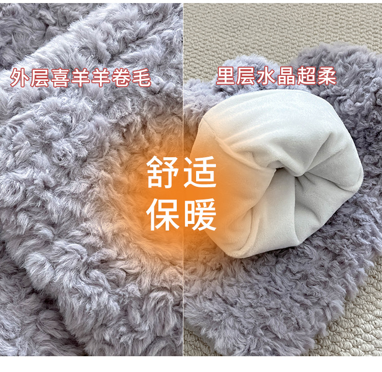 新款秋冬卷毛保暖袜套短款靴套腿套毛绒绒加厚袜套手套两用ins风详情9