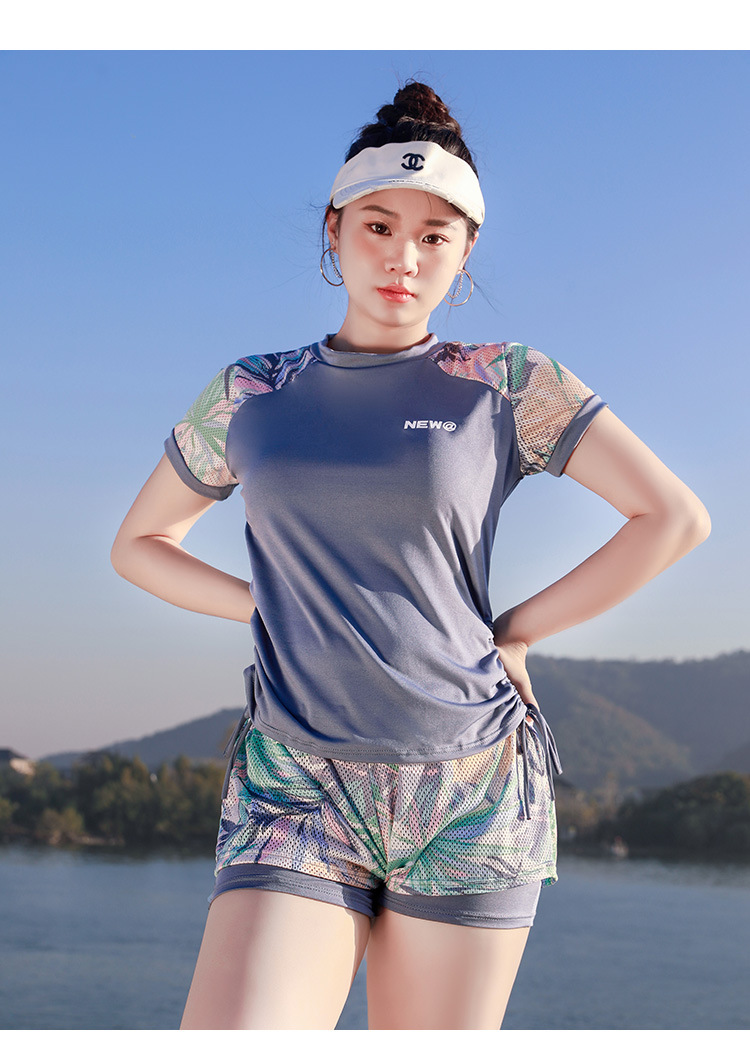 Wholesale of large-sized swimsuits for women, conservative and slimming two-piece sets, printed and slimming swimsuits for swimming, vacation and hot springs -028589 pic 48