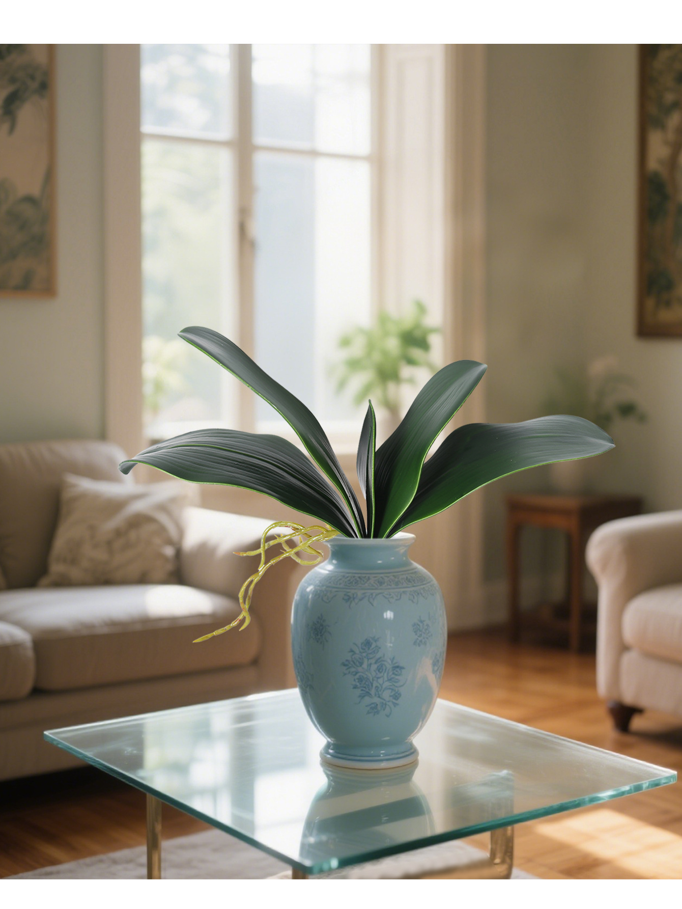 仿真蝴蝶兰叶手感软胶PU君子兰叶高档EVA蝴蝶兰叶丝网花配件插花详情10