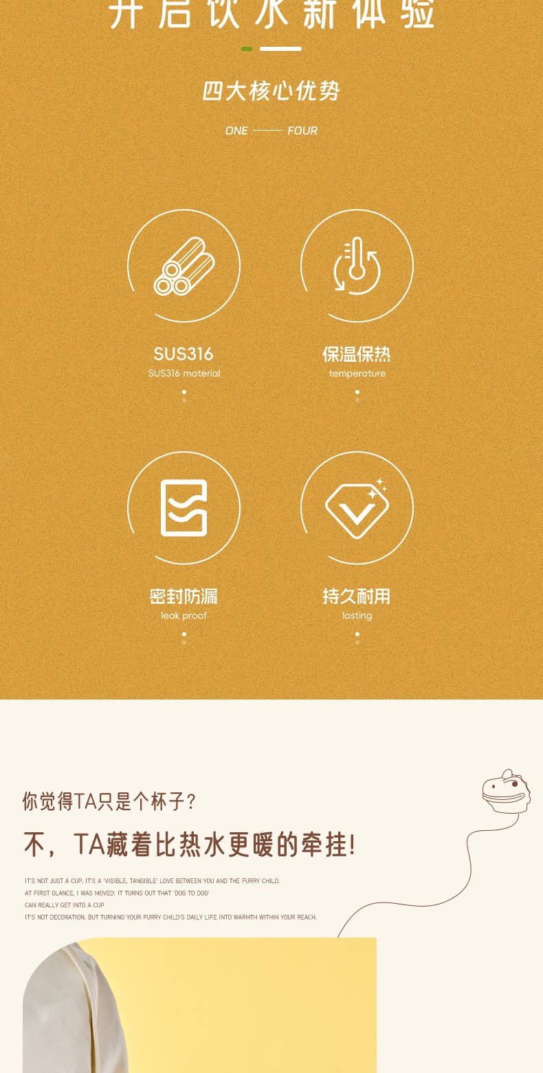 火爆跨境亚马硅胶霸王龙恐龙316不锈钢保温杯卡通动物头创意水杯详情2