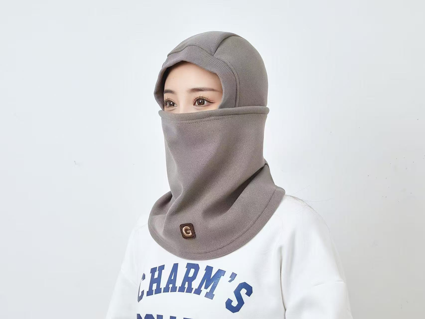 秋冬新款女加绒加厚套头帽防寒面罩户外骑行滑雪护脸围脖一体帽子详情2