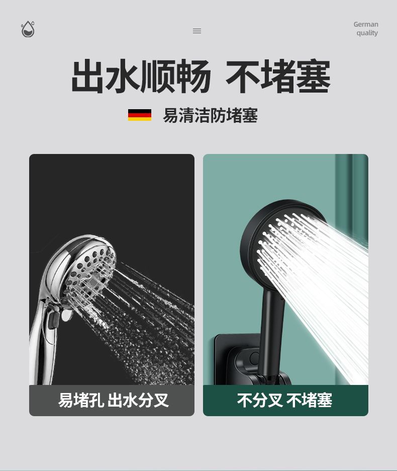 增压淋浴花洒喷头家用浴室卫生间洗澡淋雨卫浴花晒莲蓬头三件套装详情7