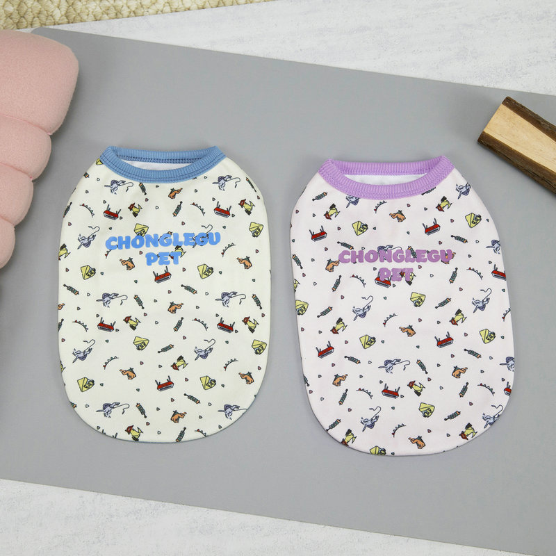 春夏宠物薄款背心 狗狗卡通印花衣服泰迪比熊博美小型犬猫咪通用详情2