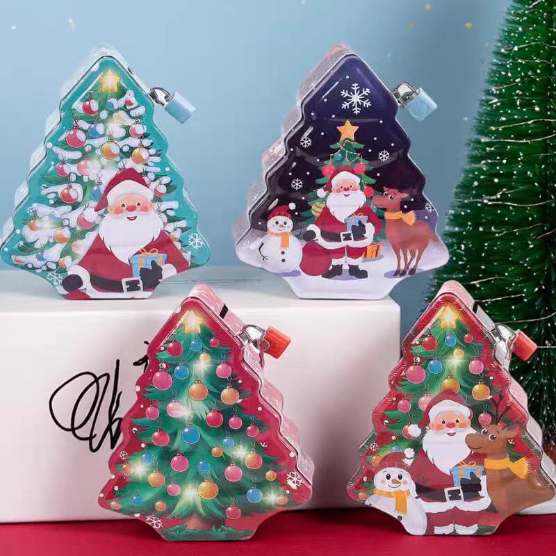 圣诞树雪人圣诞袜存钱罐创意马口铁质圣诞老人屋卡通储钱罐储蓄罐详情1