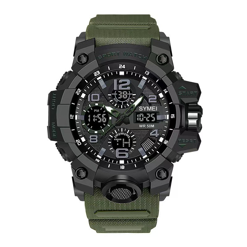 New male student watch with luminous waterproof dual display movement, outdoor chronograph sports fashion trend watch pic 6