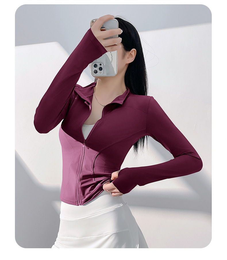 聚衣堂防晒瑜伽服裸感户外紧身透气运动健身外套上衣女详情33