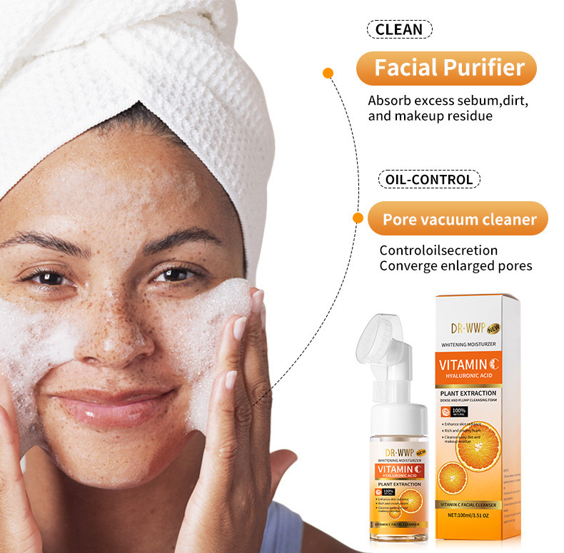 Cross-border VC facial cleanser deeply cleanses the face. Vitamin C facial mousse for export. Two-in-one facial cleanser for washing and removing pic 6