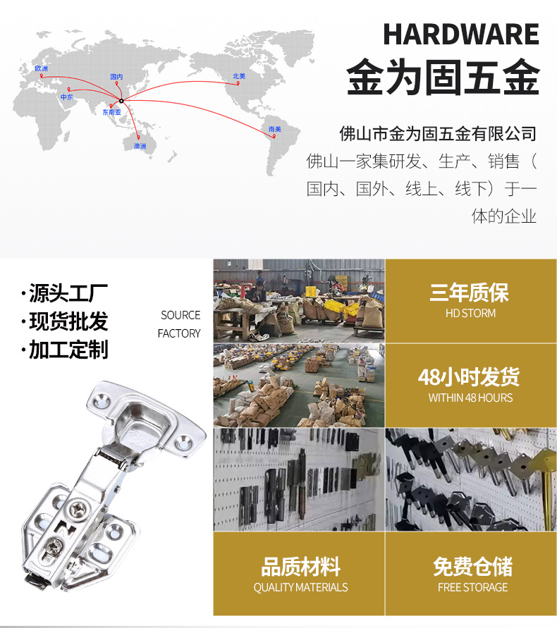 牛头款特厚3.0MM阻尼缓冲铰链加厚合页静音缓冲液压橱柜弹簧铰链详情3
