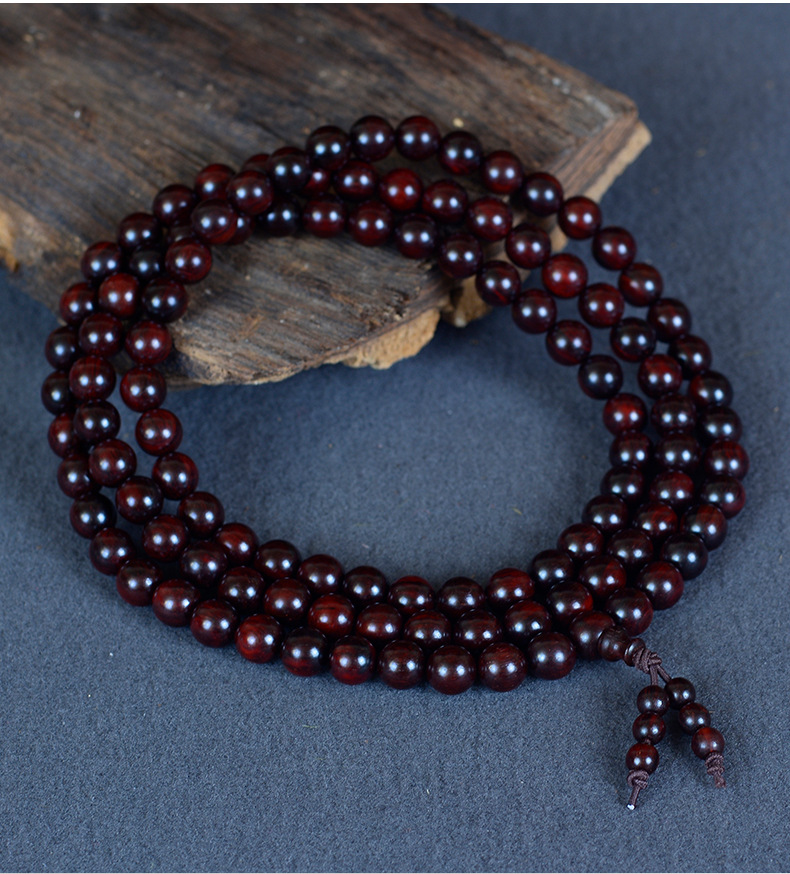 印度小叶紫檀金星手链 108佛珠念珠 檀香紫檀木手串 包浆老料 文玩情侣款 佛珠手链礼品详情3