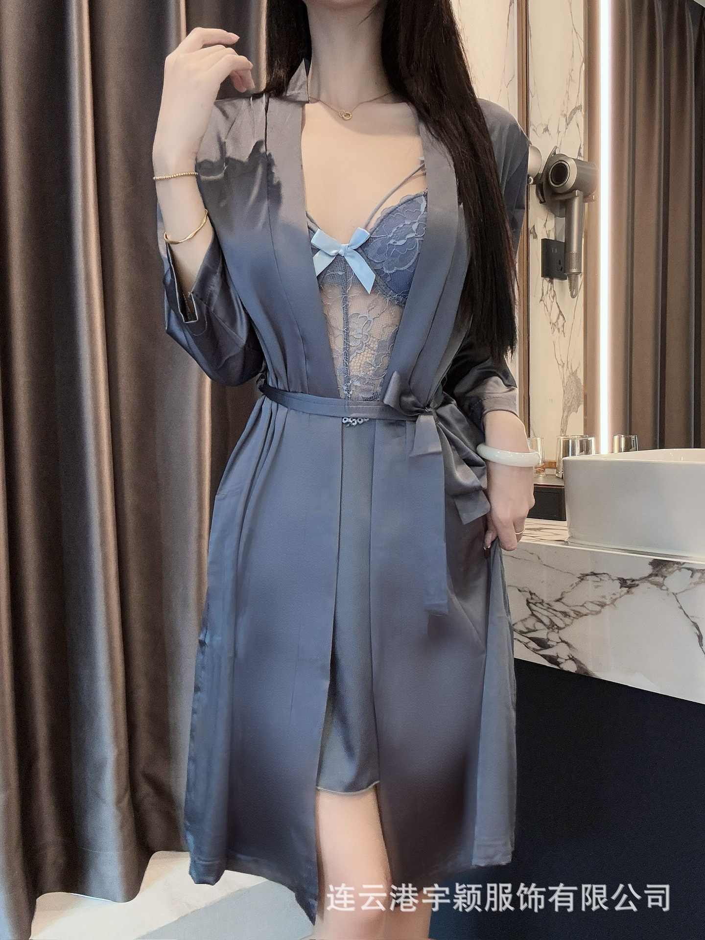 带胸垫女性感睡衣女夏季吊带睡裙蕾丝镂空美背睡衣睡袍两件套装详情19