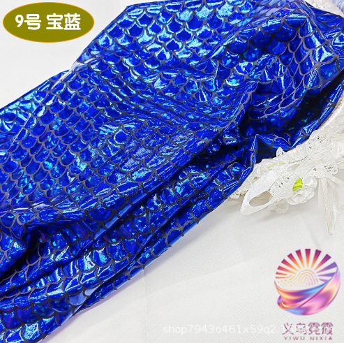镭射四面高弹鱼鳞布牛奶丝氨纶烫金面料美人鱼裙舞台服装装饰布详情10
