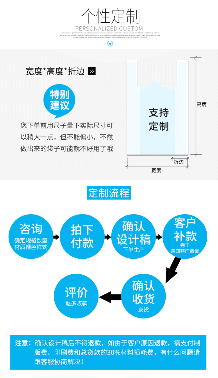 加厚大号蓝色背心塑料袋服装打包袋手提包装购物袋摆摊方便袋批发详情12