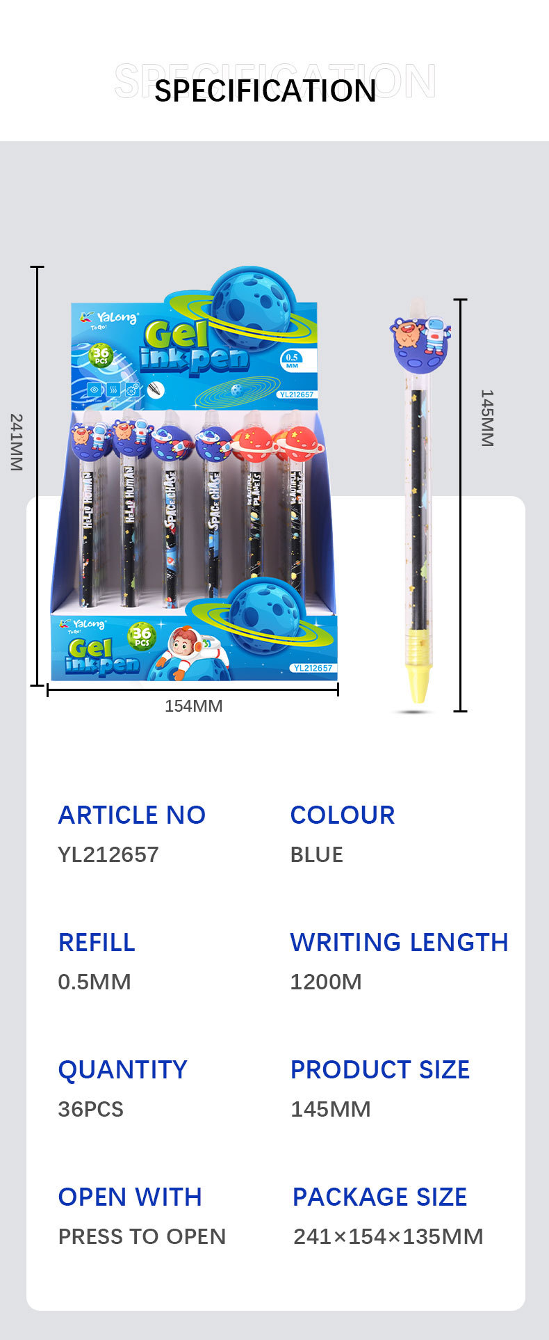 Yalong Cross-border Classic 0.5MM bullet-tipped erasable Gel Pen with Eraser Creative Planet Thermal Erasable Pen pic 8