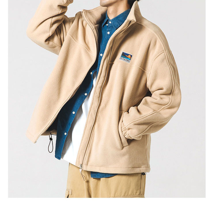 日系羊羔毛外套抓绒卫衣男款秋冬情侣立领摇粒绒学生外穿休闲夹克详情18