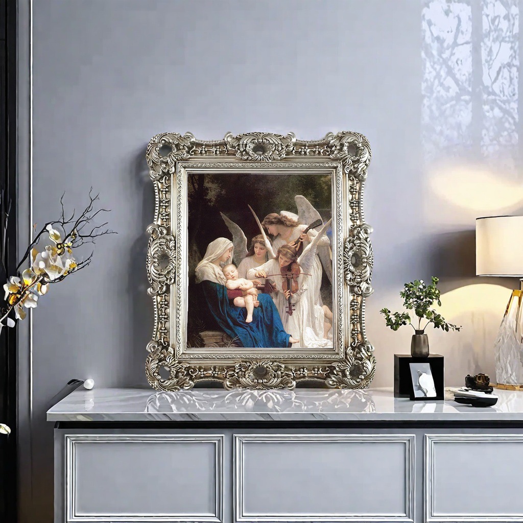 欧式古典油画框非树脂画框欧式浴室镜壁挂客厅玄关装饰镜子卫浴镜详情6