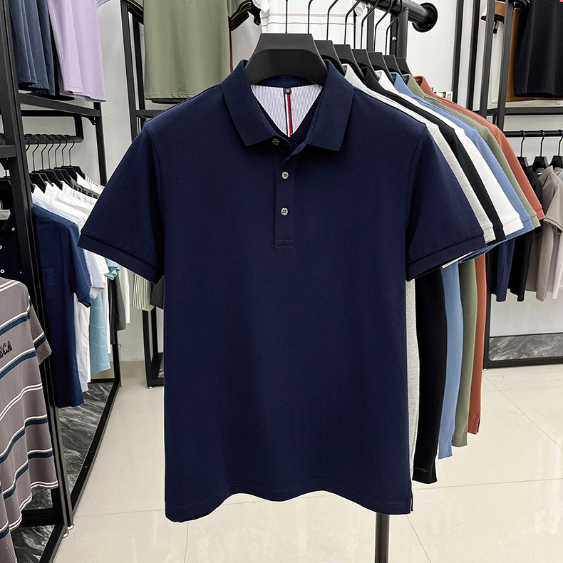 细珠地纯棉polo衫短袖男夏季新款中年纯色商务休闲翻领男士t恤详情15