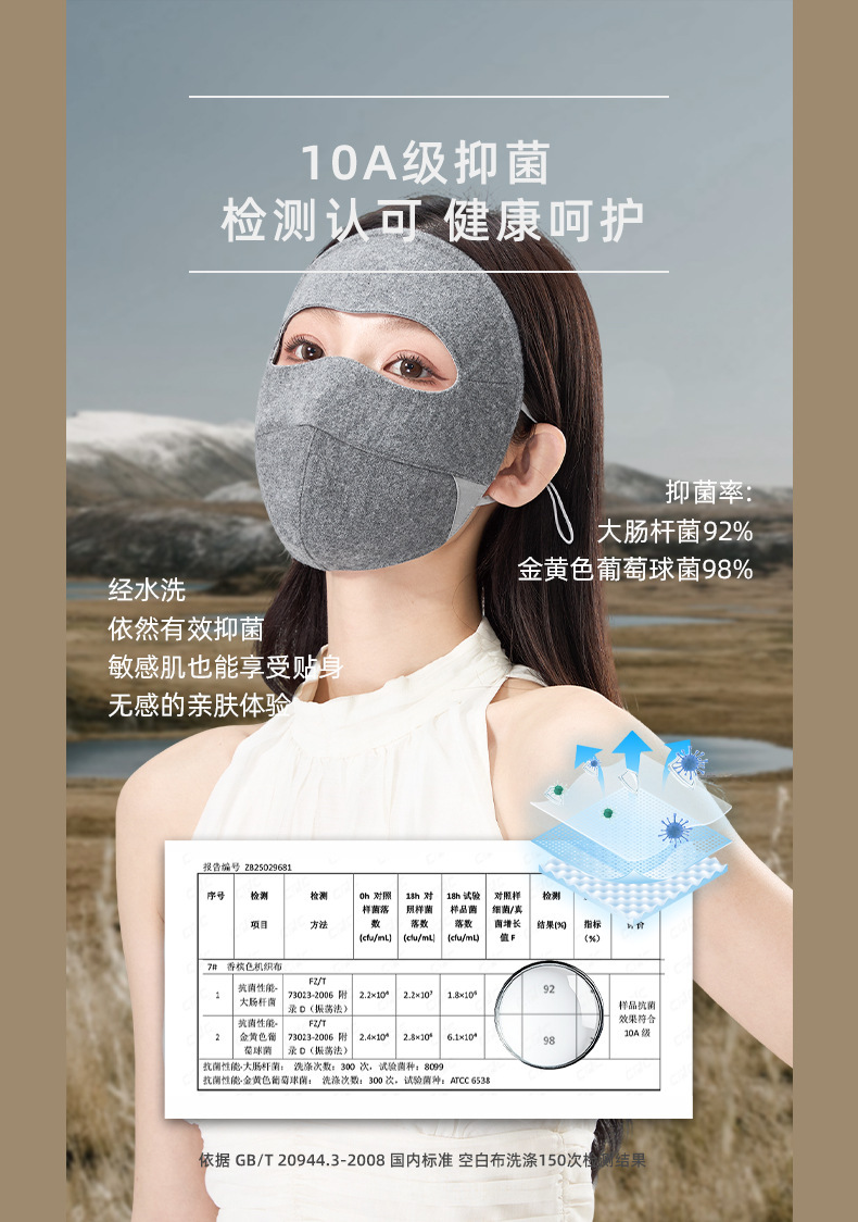 灰色女性模特防晒面纱面罩骑行面罩防晒面罩详情15