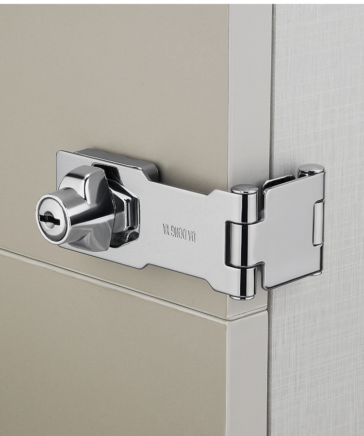 免打孔锁牌带锁柜门抽屉锁冰箱锁冰柜锁插销门栓锁扣插销锁带钥匙详情15