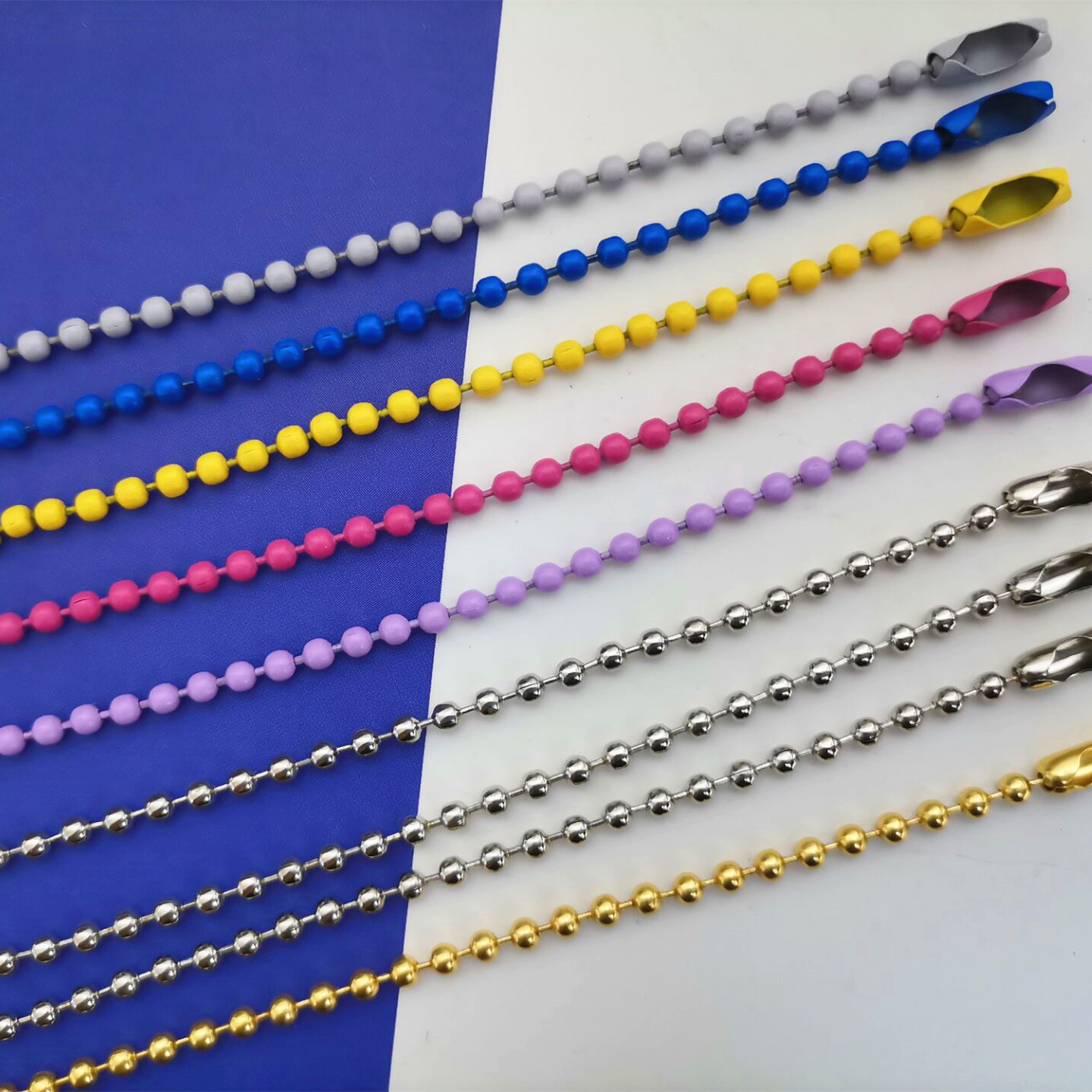 Wholesale 304 stainless steel bead chain, Guka tag chain, colored electroplated wave chain, curtain wave bead chain in stock pic 23