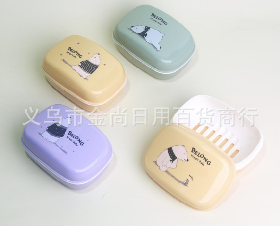 New solid transparent water-draining soap box with lid, creative soap stand, plastic double-layer soap box, bathroom soap box pic 4