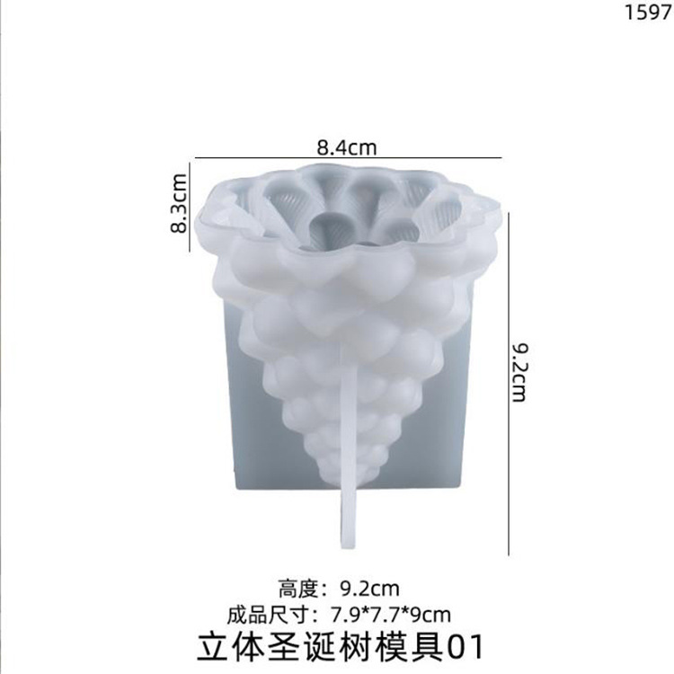 diy水晶滴胶树脂立体圣诞树蜡烛模圣诞摆台摆件饰品镜面硅胶模具详情3