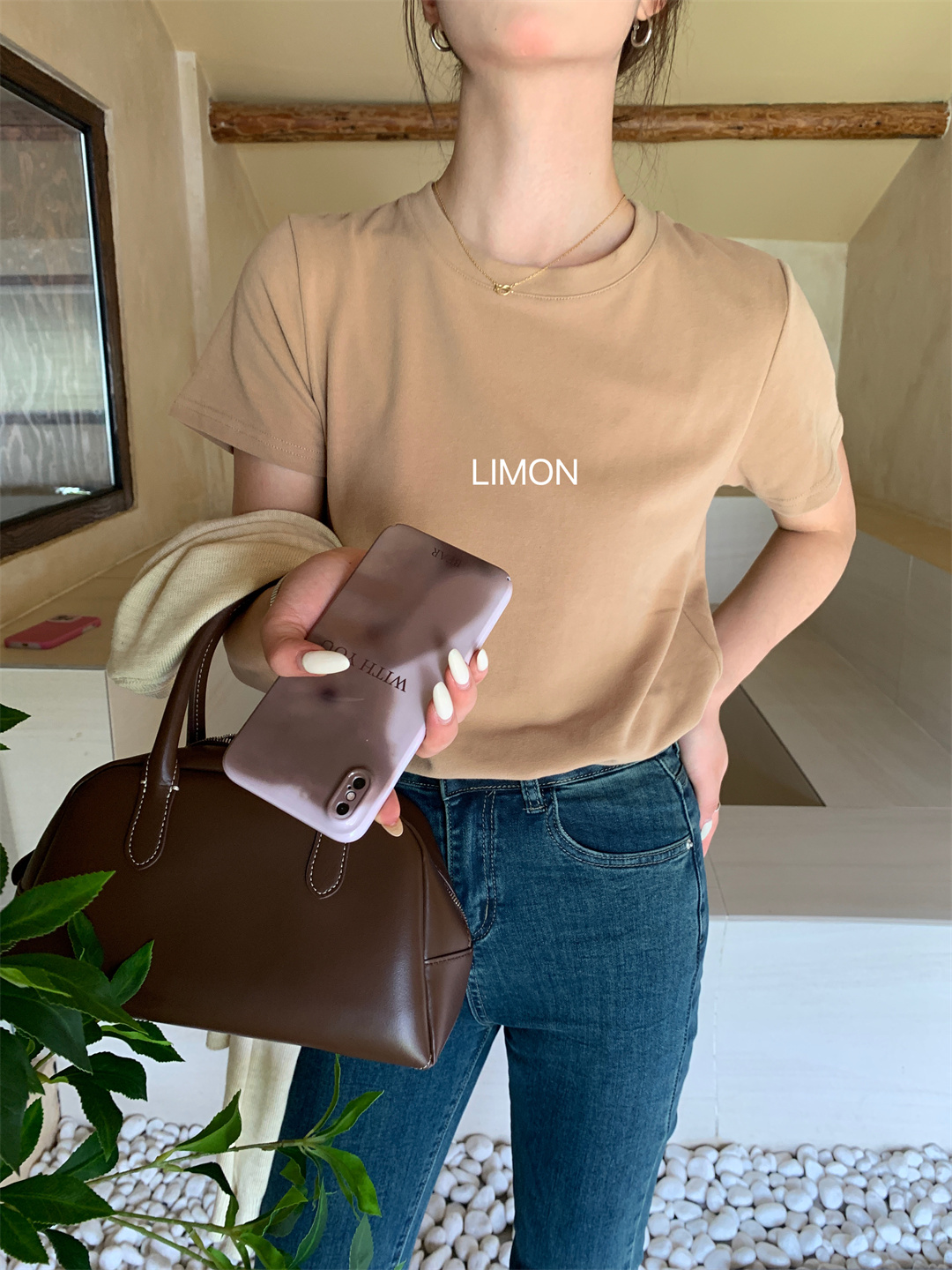 THE LEMON柠檬绿茶正肩磨毛短袖t恤女2024秋季新款百搭上衣打底衫详情30