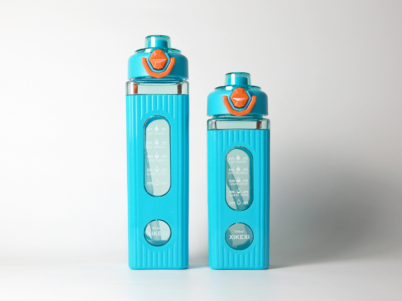 亚马逊创意水杯弹盖手提方形水杯 男户外运动直饮水壶 学生太空杯详情4