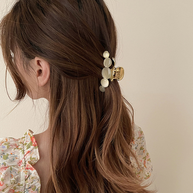 仿猫眼石抓夹大号发夹后脑勺高级感气质发卡抓发夹韩国鲨鱼夹头饰详情2