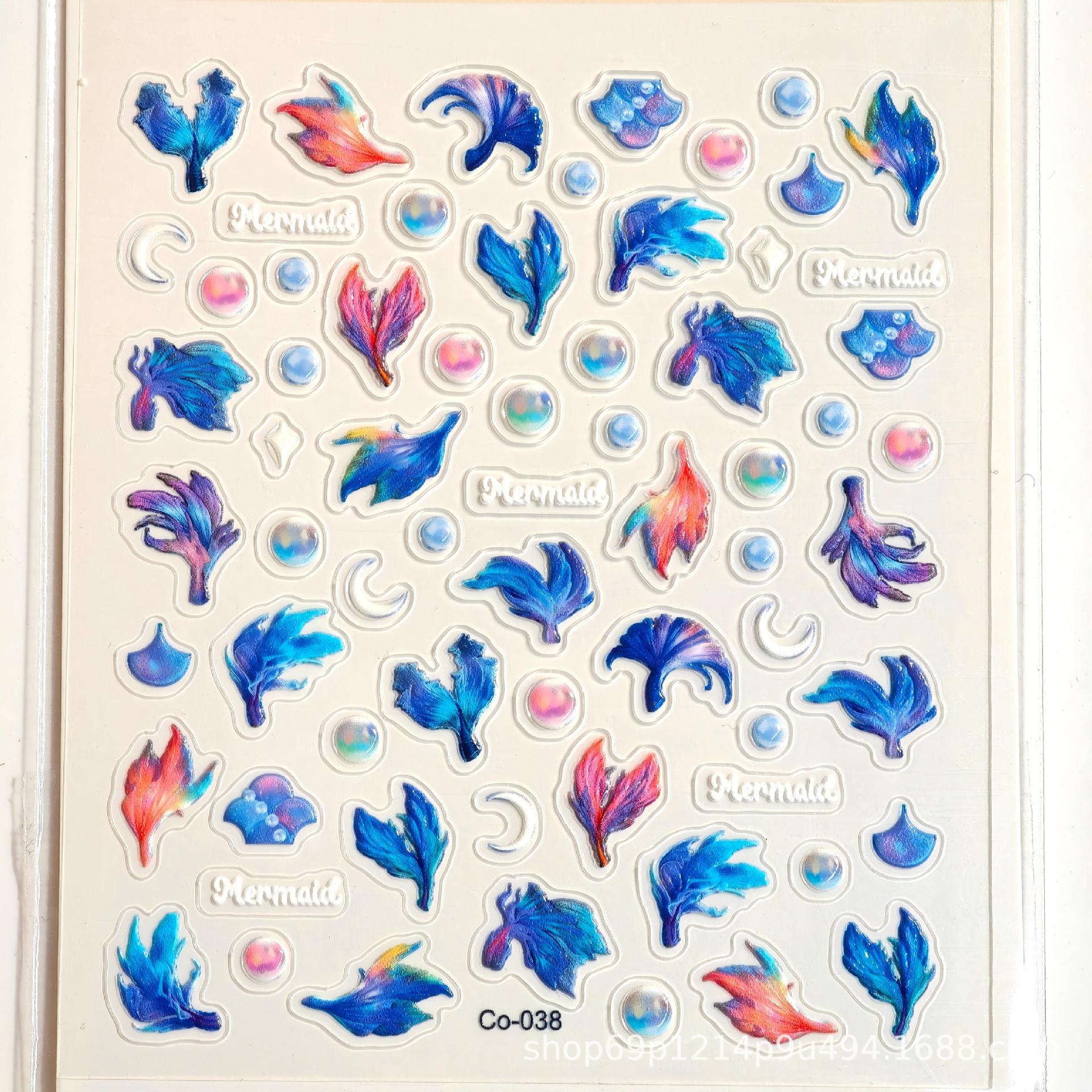 T.Nails 新款5D浮雕网红缤纷海洋贝壳光美甲贴纸立体指甲贴详情2