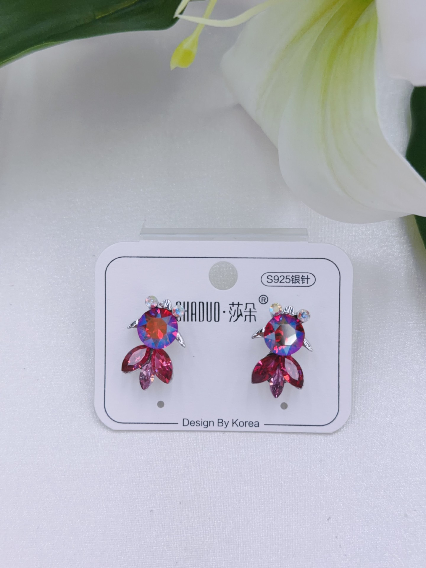 爆闪施家镶钻进口奥地利水晶精致韩系小金鱼耳钉S925纯银耳针新款详情4