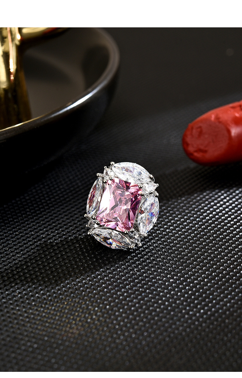 新款热销磁吸饰品欧美奢华ins风粉钻胸针女时尚镀金优雅方钻配饰详情7