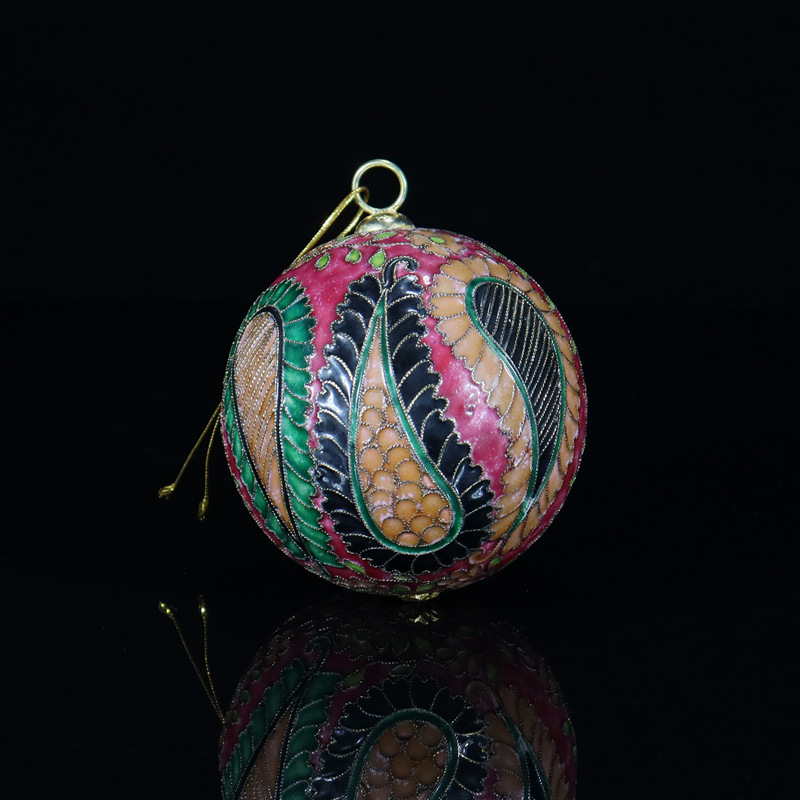 A 90mm Christmas ball in silver blue with a copper base and cloisonne enamel filigree. This is a collection of old Jingtai LAN cultural and artistic collectibles from Beijing pic 5