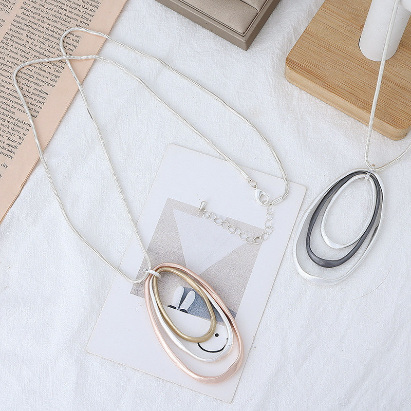 跨境饰品亚马逊爆款热销欧美复古长款项链几何吊坠女士金属毛衣链详情13