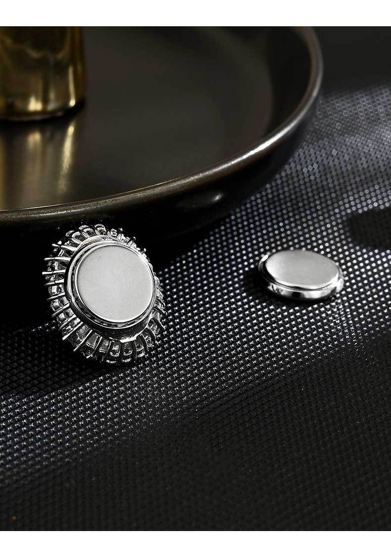 欧式简约时尚宝石蓝椭圆磁吸扣优雅百搭高贵气质几何服装胸花配饰详情19