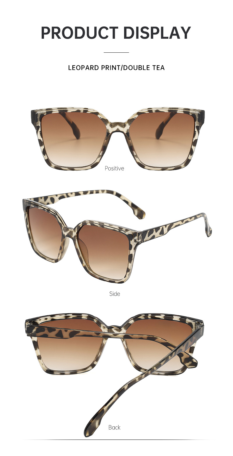 Square leopard print sunglasses for women with a high-end feel, 2025 new European and American sunglasses, UV400 sun protection retro sunglasses pic 7